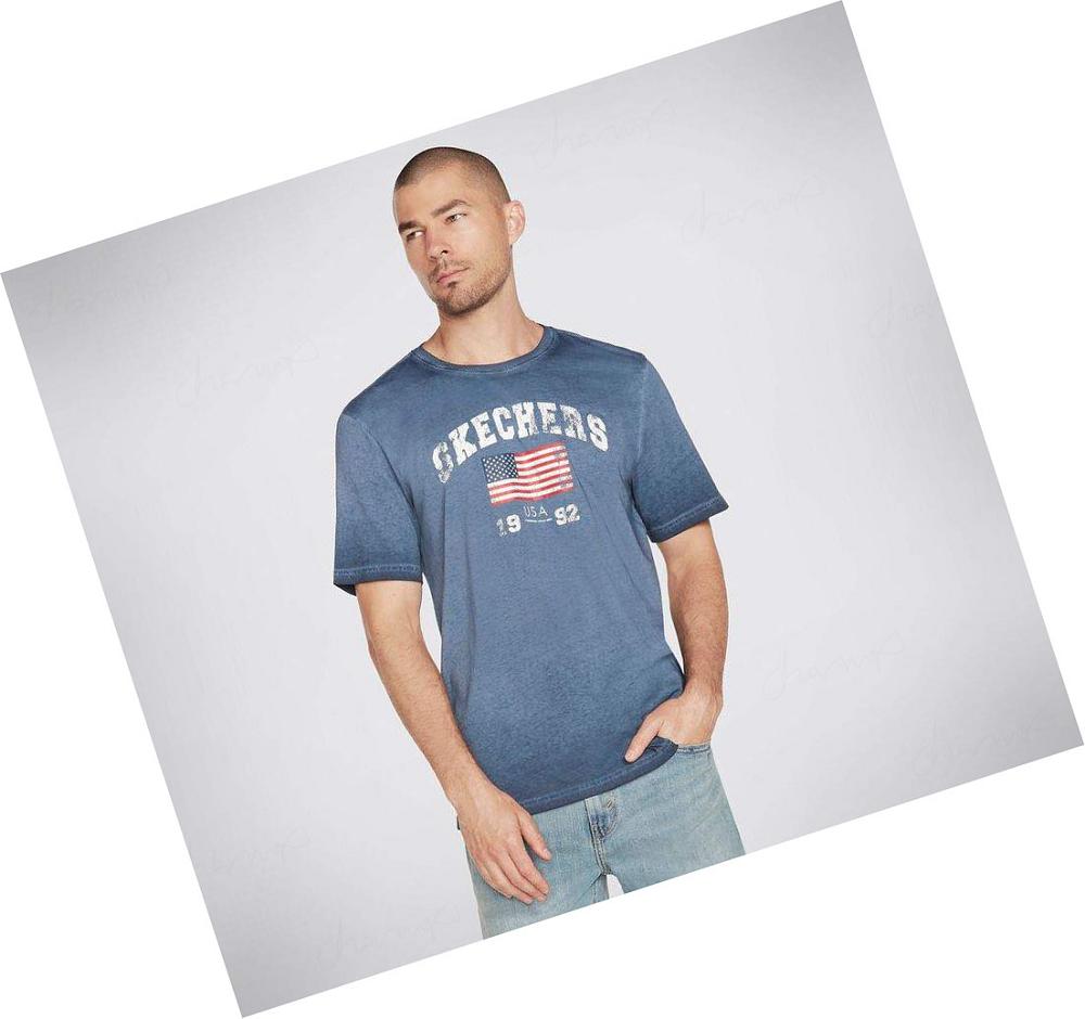 Camiseta Skechers Skech-Dye Americana 92 Hombre Azul Marino | 30T5A_AR