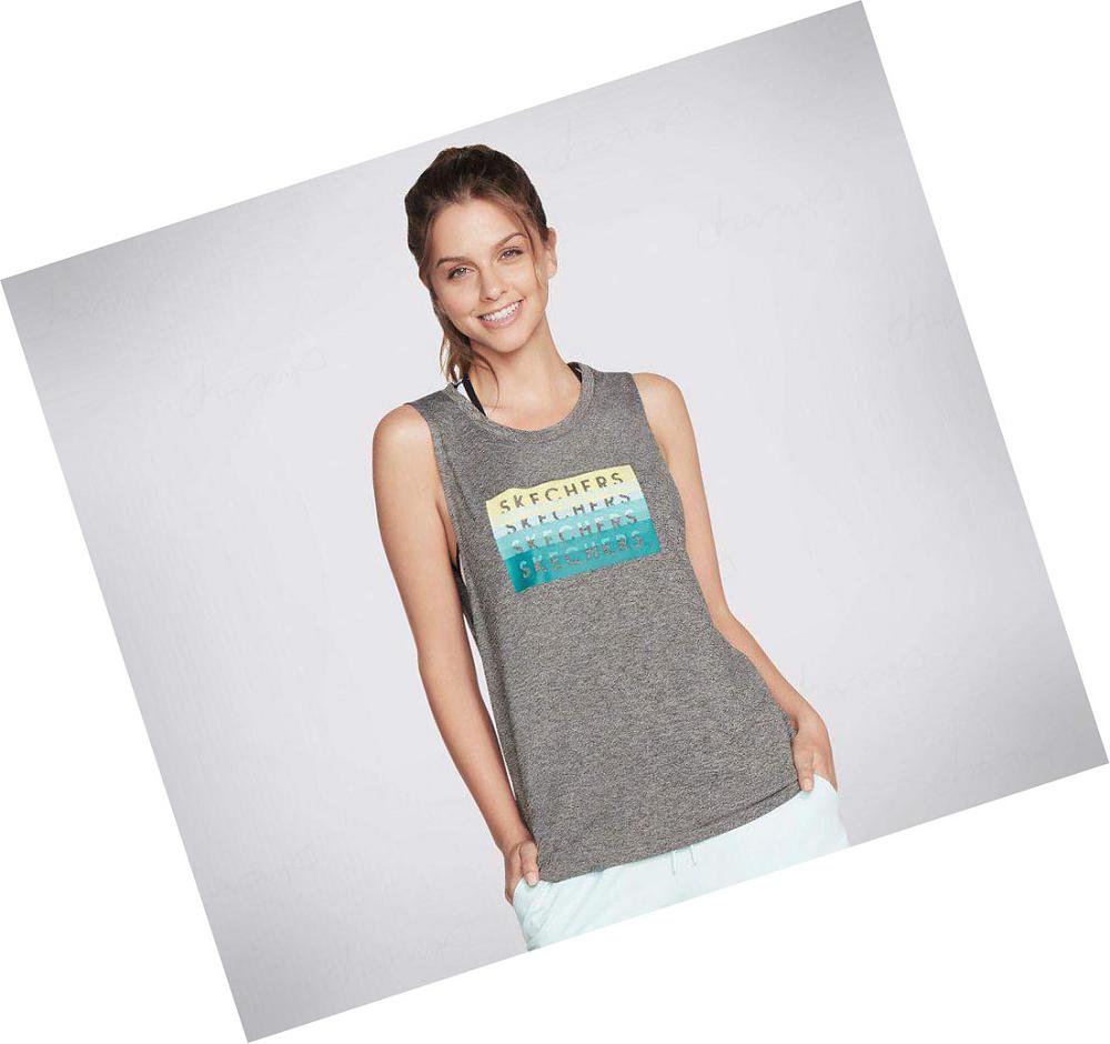 Camiseta Skechers Stacked Ombre Mujer Negras | A8220_AR