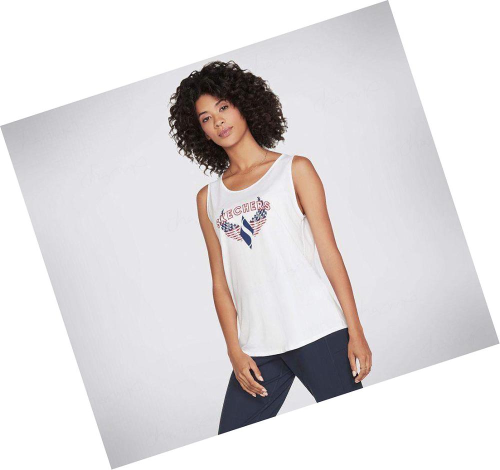 Camiseta Skechers Stars and Stripes In Flight Mujer Blancas | A83AA_AR