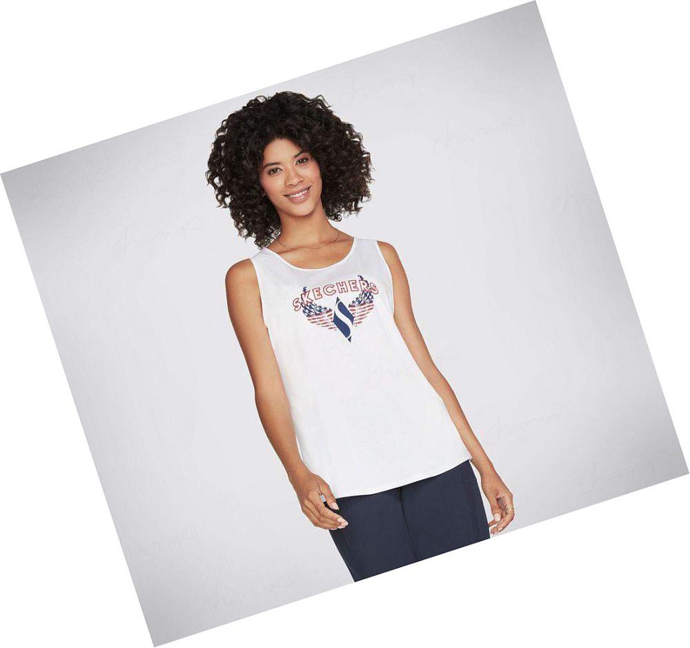 Camiseta Skechers Stars and Stripes In Flight Mujer Blancas | A83AA_AR