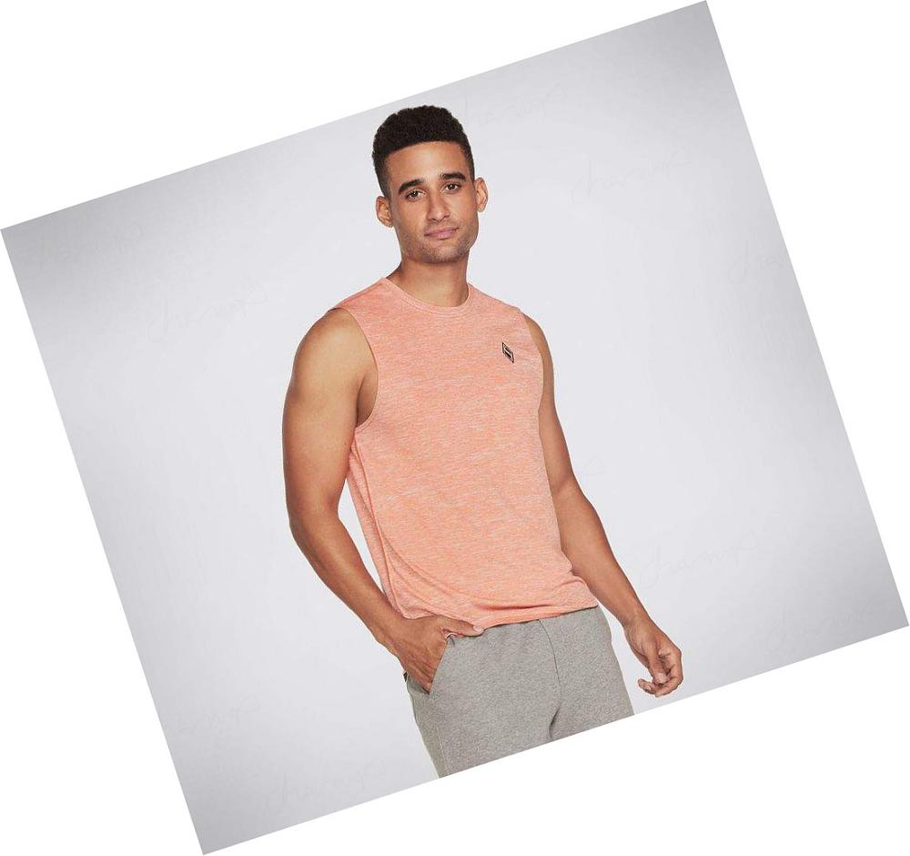 Camiseta Tirantes Skechers Apparel On the Carretera Muscle Hombre Naranjas | 3089G_AR