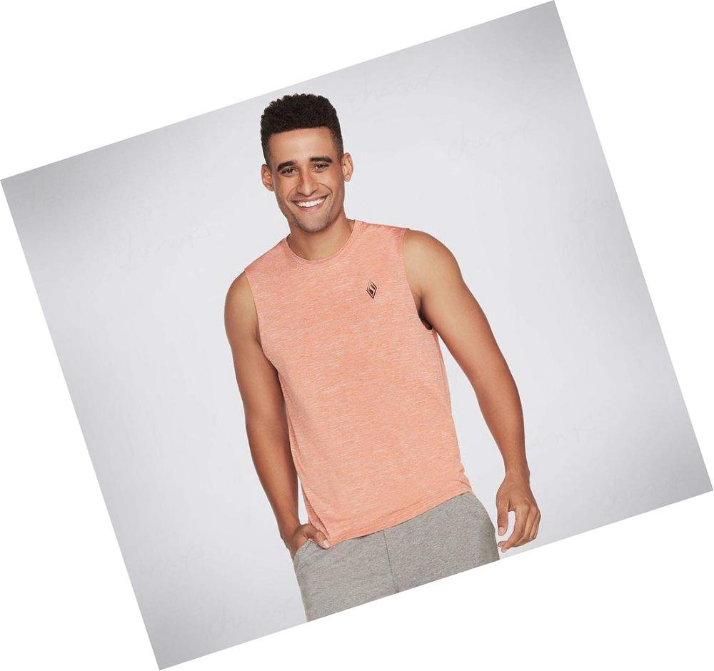 Camiseta Tirantes Skechers Apparel On the Carretera Muscle Hombre Naranjas | 3089G_AR