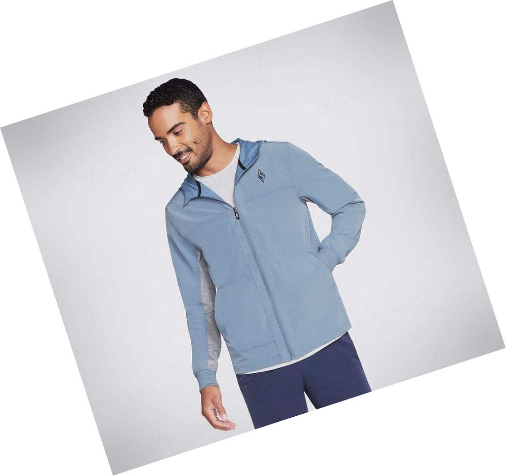 Chaquetas Skechers Apparel SKECHWEAVE Premium Hombre Azules | A550K_AR