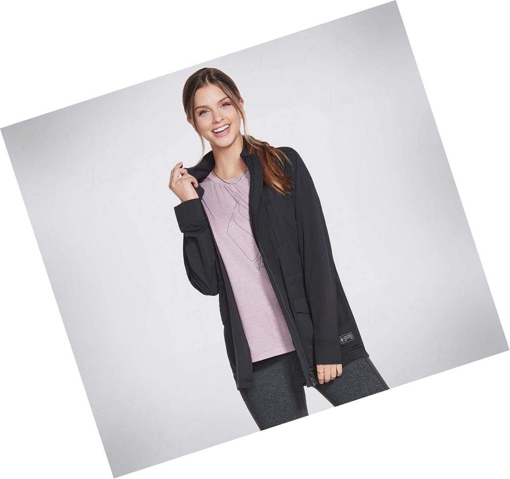 Chaquetas Skechers Apparel Skech-Knit Cargo Mujer Negras | 3959A_AR