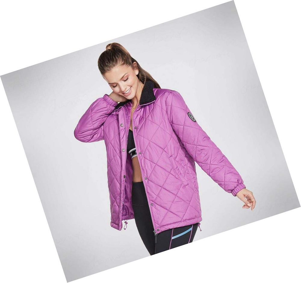 Chaquetas Skechers GOwalk Journey Puffer Mujer Lavanda | 3T69Q_AR