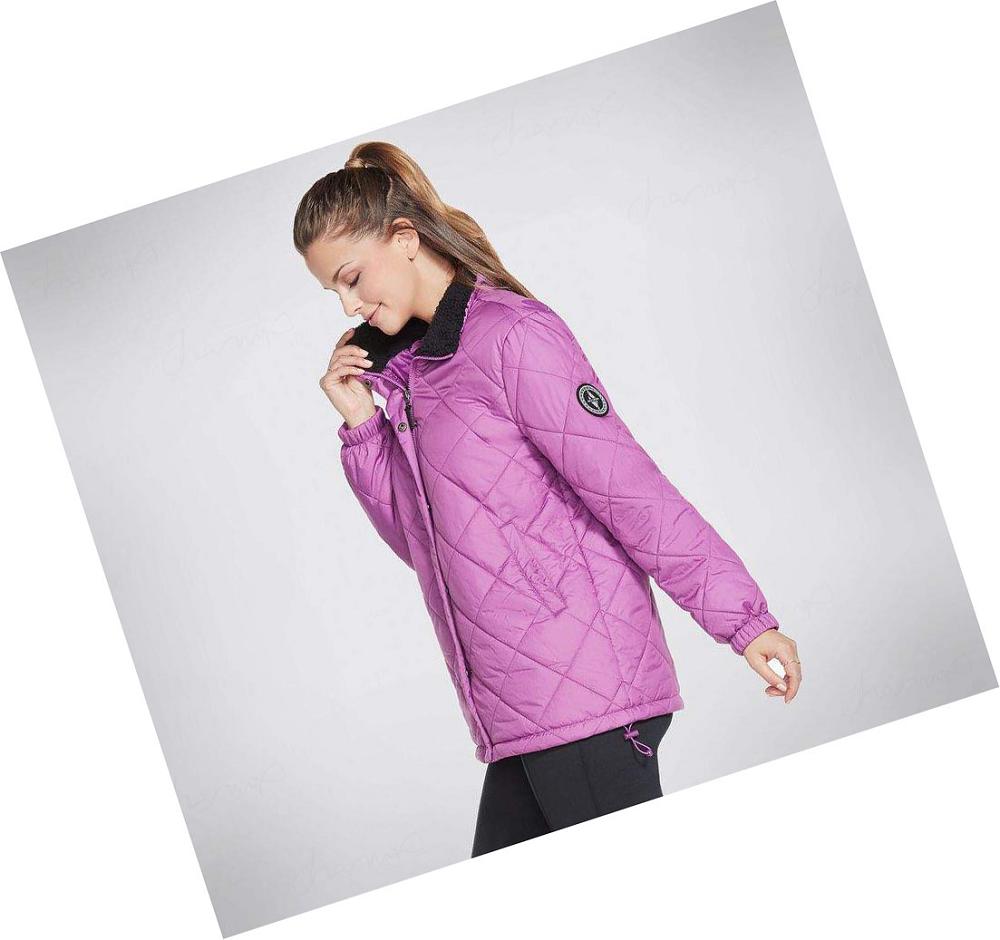 Chaquetas Skechers GOwalk Journey Puffer Mujer Lavanda | 3T69Q_AR