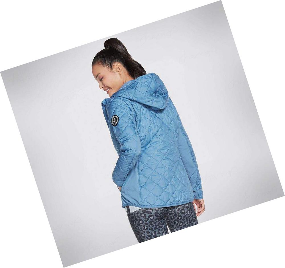 Chaquetas Skechers GOwalk Wear Everyday Puffer Mujer Azules | 39ATG_AR