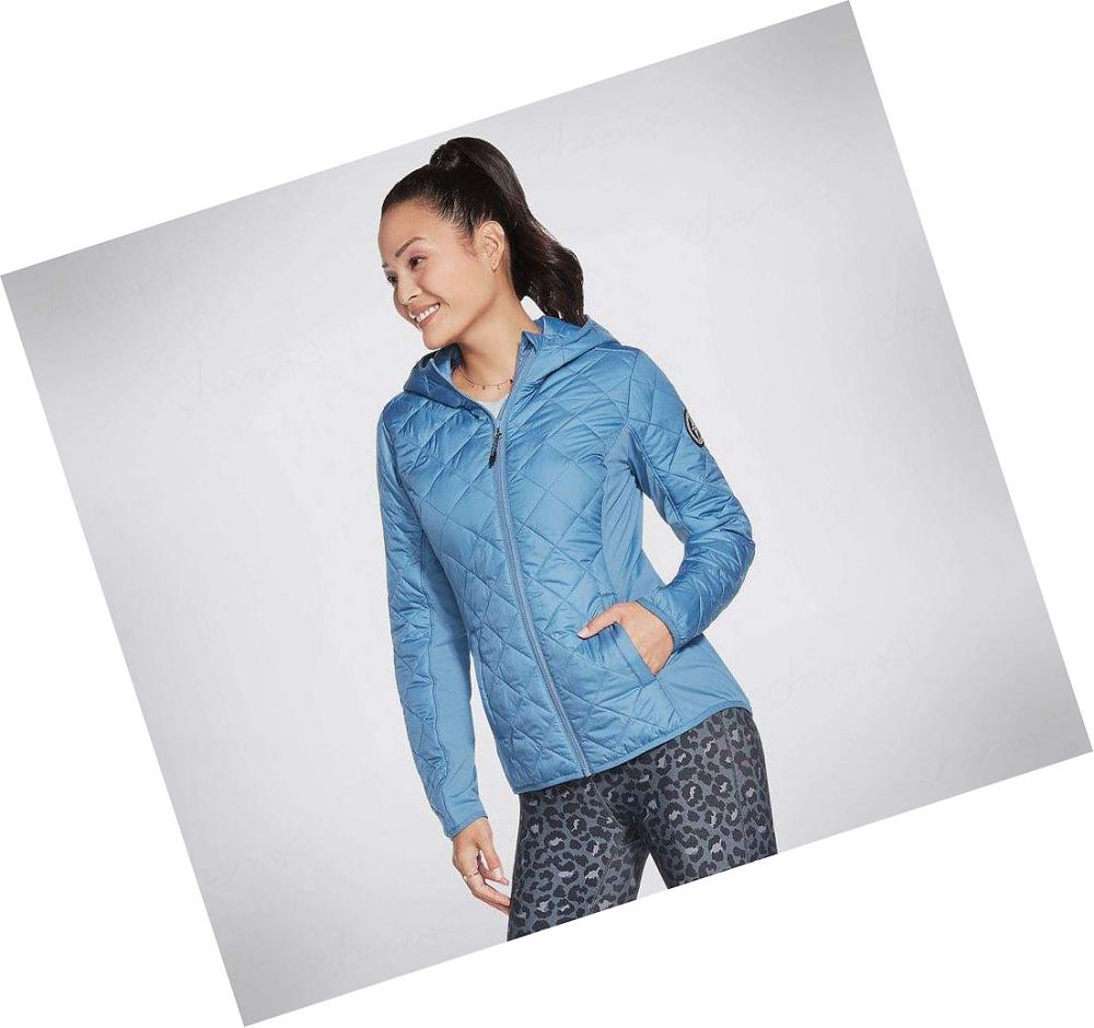 Chaquetas Skechers GOwalk Wear Everyday Puffer Mujer Azules | 39ATG_AR