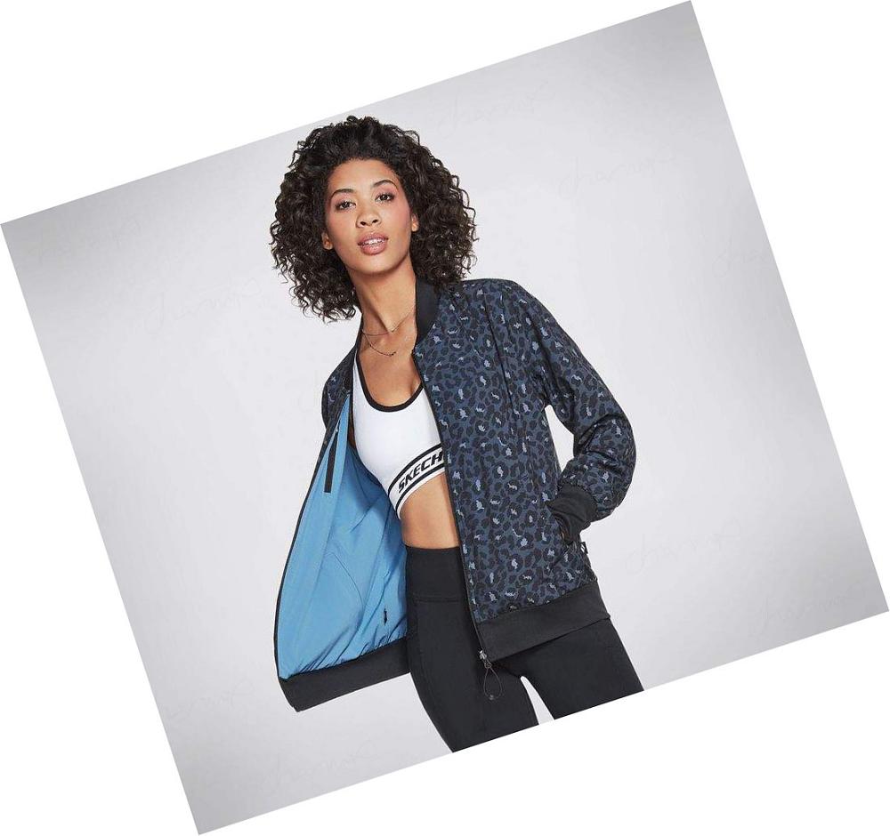 Chaquetas Skechers Midnight Leopard Rev Bomber Mujer Leopardo | 398AL_AR