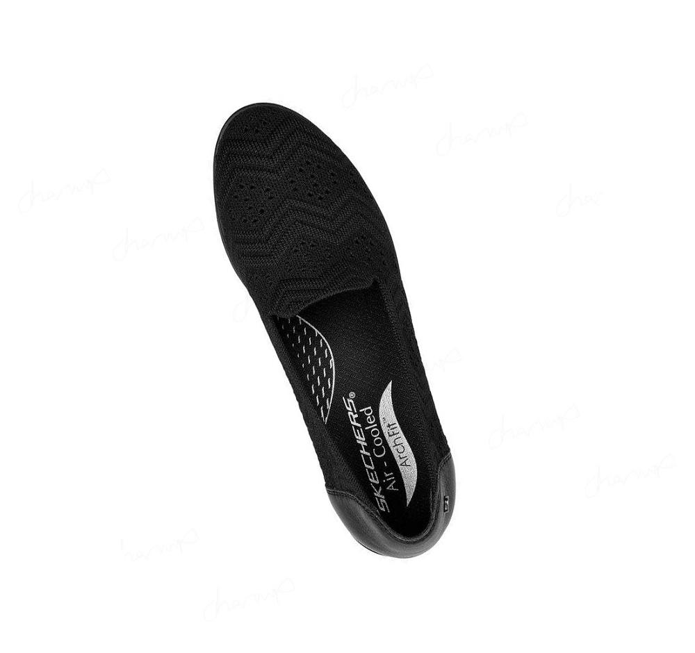 Flats Skechers Arch Fit Cleo Wedge Mujer Negras | A853E_AR