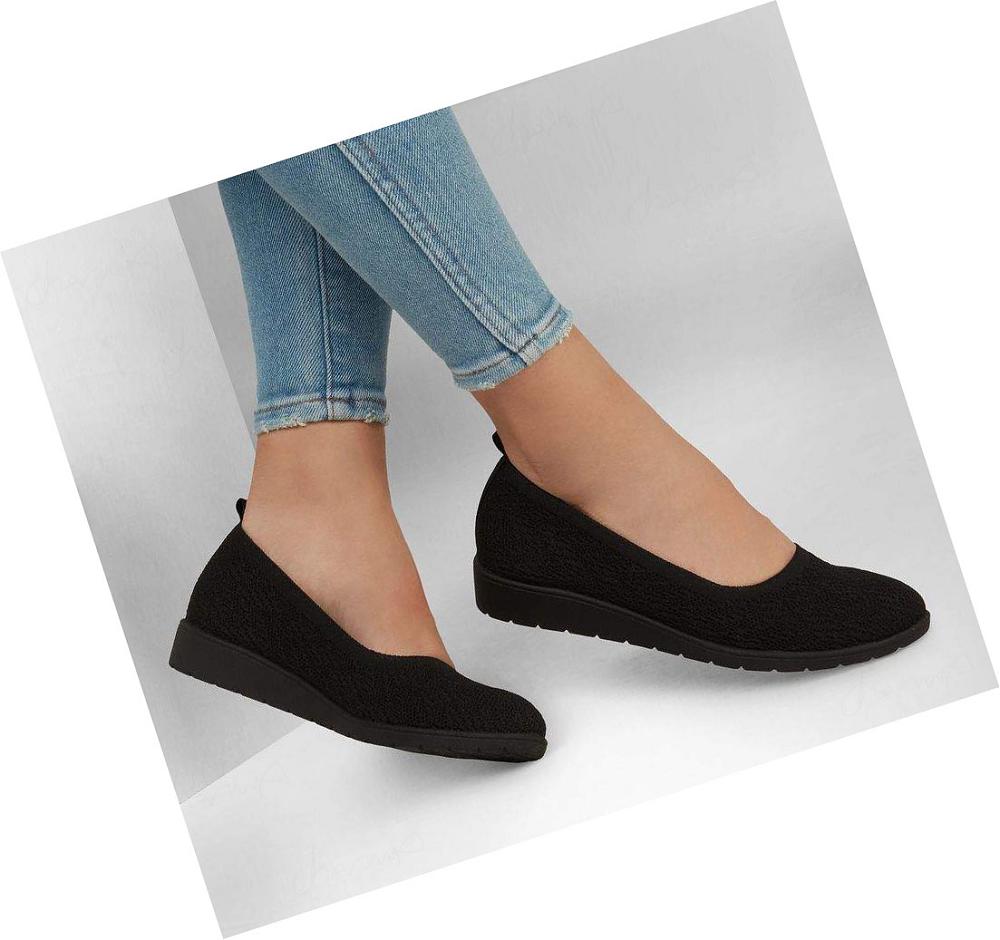 Flats Skechers Cleo Flex Wedge - Flipside Mujer Negras | A91T0_AR