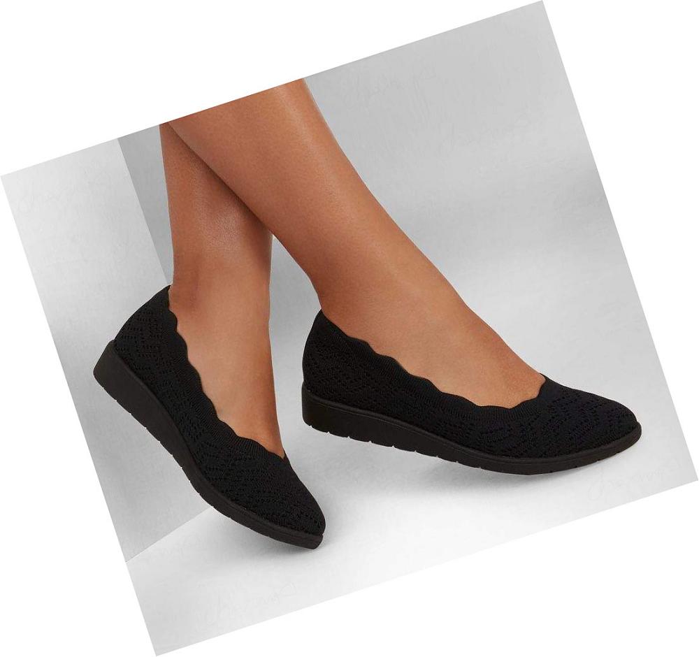 Flats Skechers Cleo Flex Wedge - New Days Mujer Negras | A905E_AR