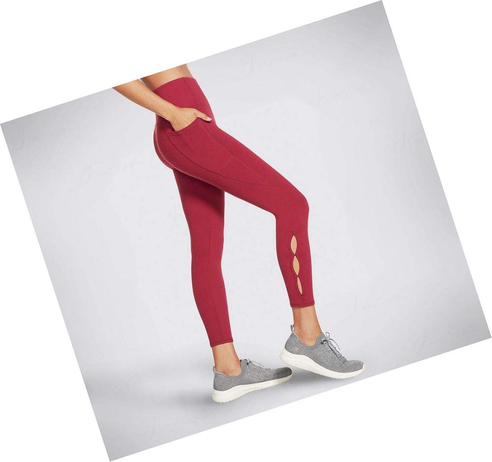 Leggins Skechers Diamond Slit HW 7/8 Mujer Rojas | 5T09B_AR