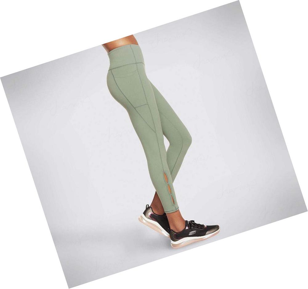 Leggins Skechers Diamond Slit HW 7/8 Mujer Verde | 5T22K_AR