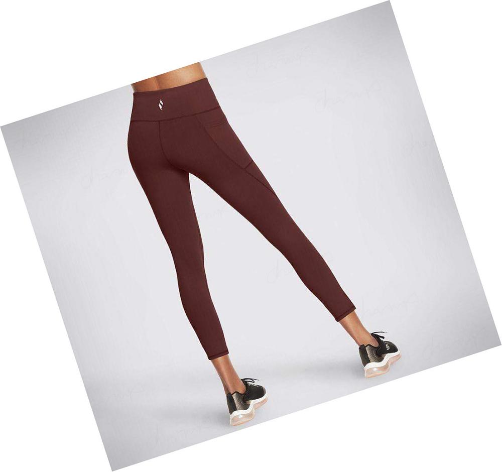 Leggins Skechers Diamond Slit HW 7/8 Mujer Burdeos | 5T3AL_AR