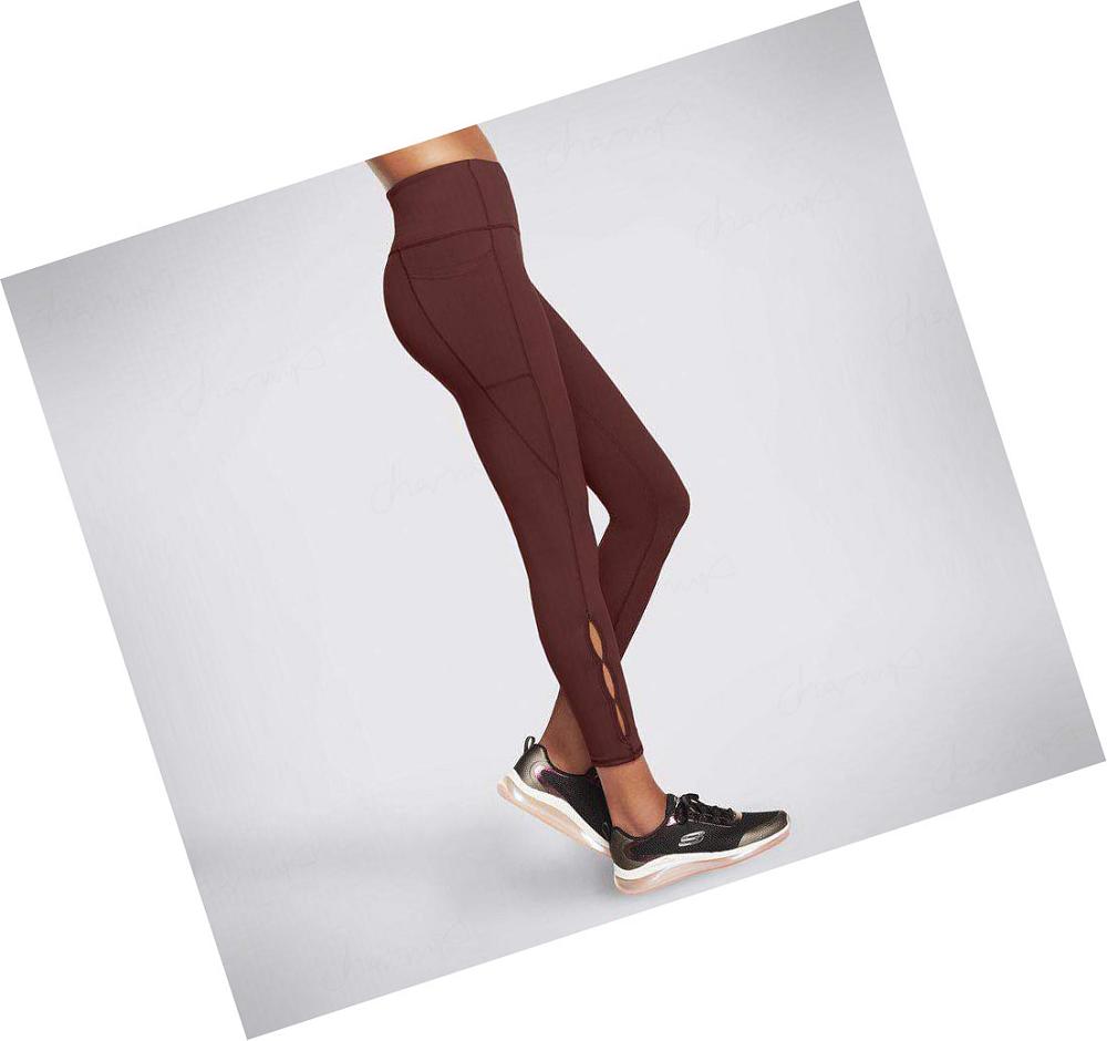 Leggins Skechers Diamond Slit HW 7/8 Mujer Burdeos | 5T3AL_AR