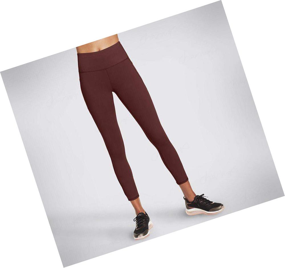 Leggins Skechers Diamond Slit HW 7/8 Mujer Burdeos | 5T3AL_AR