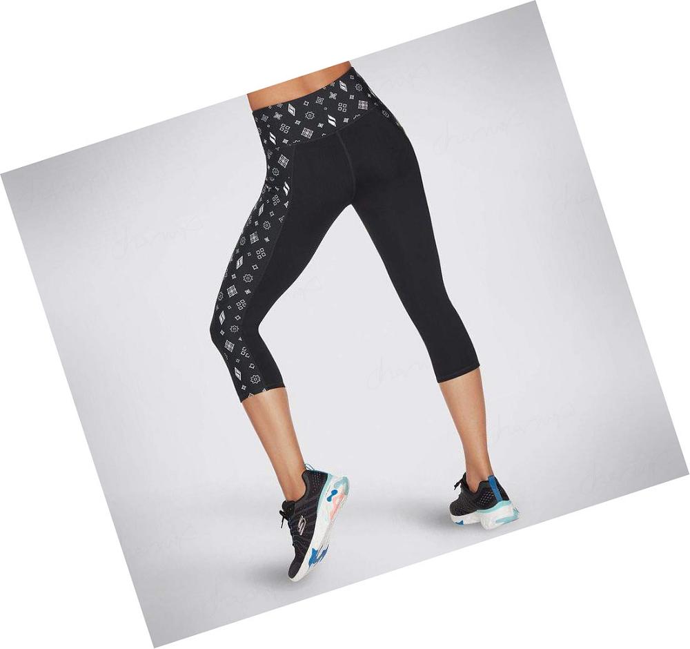 Leggins Skechers Diamond Status HW Midcalf Mujer Negras | 5619P_AR