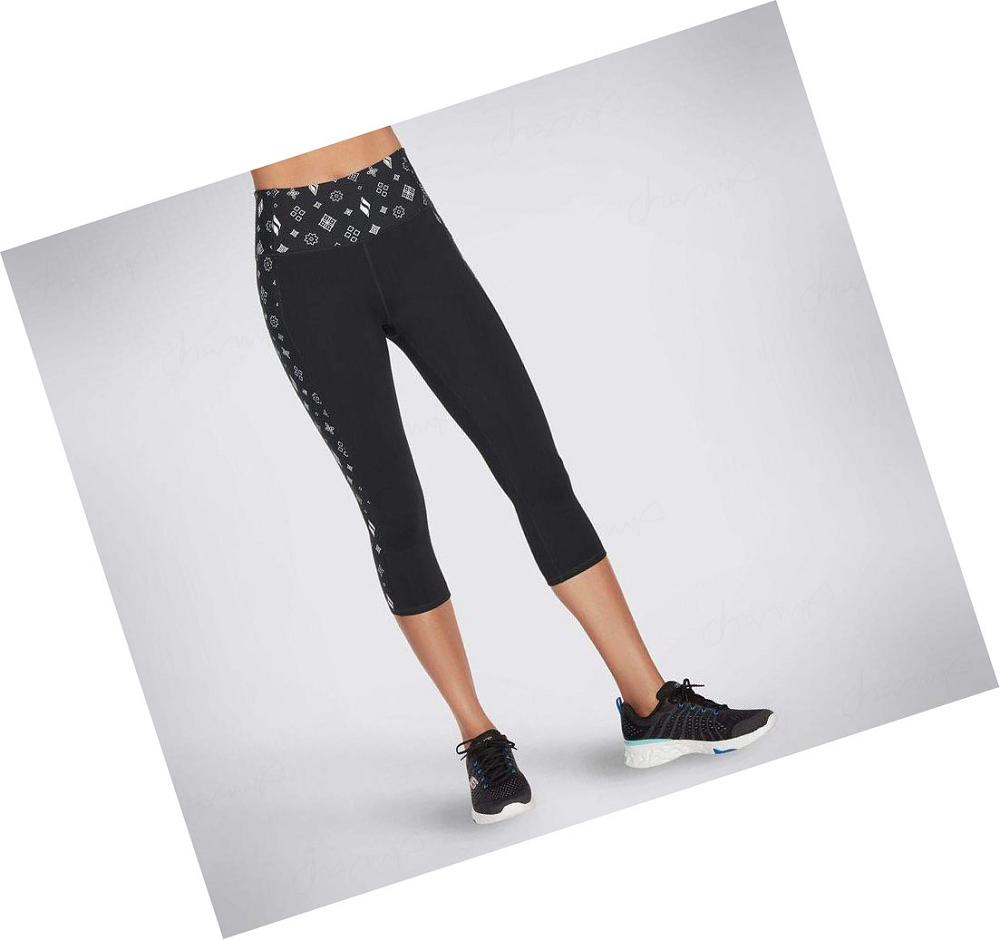 Leggins Skechers Diamond Status HW Midcalf Mujer Negras | 5619P_AR