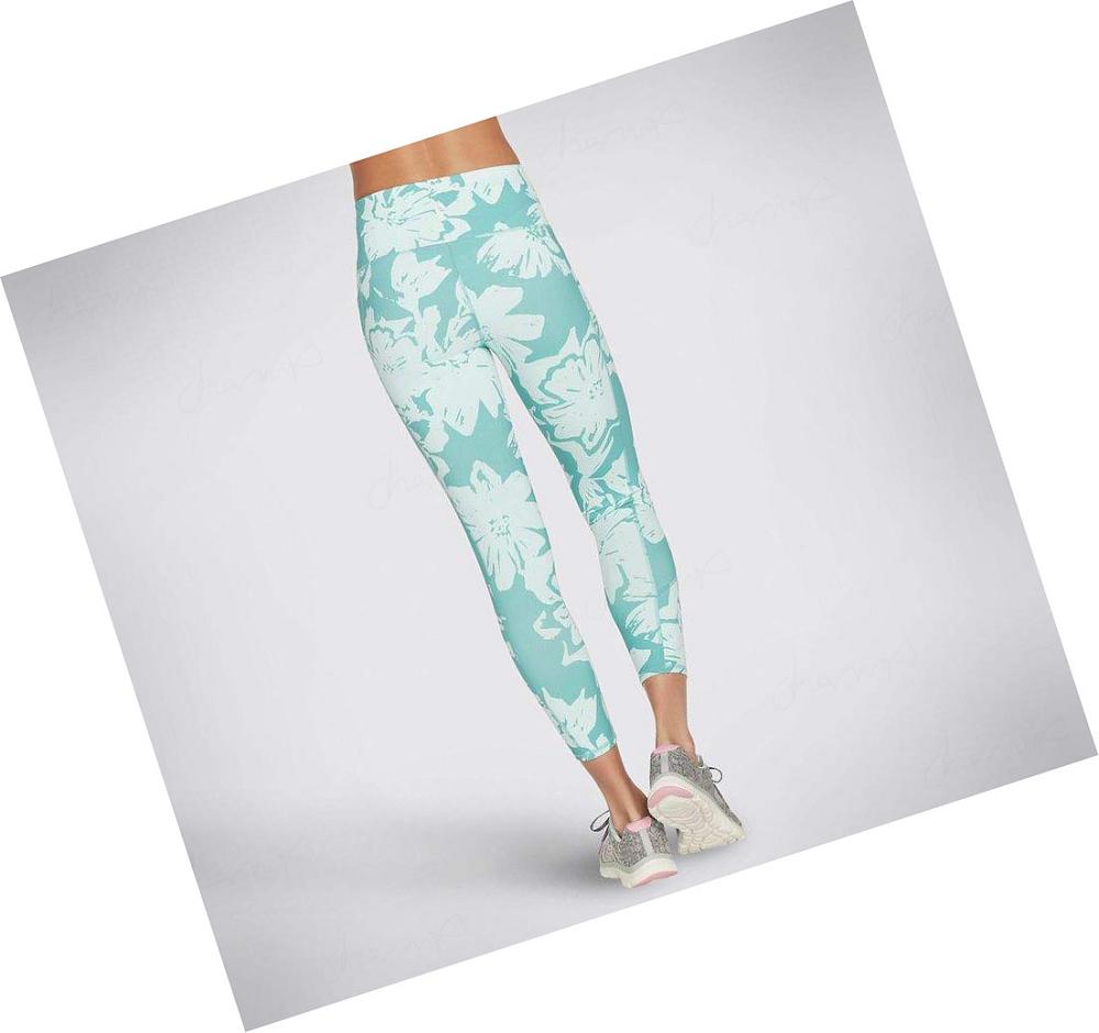 Leggins Skechers Flourish HW 7/8 Mujer Turquesa | 559TA_AR