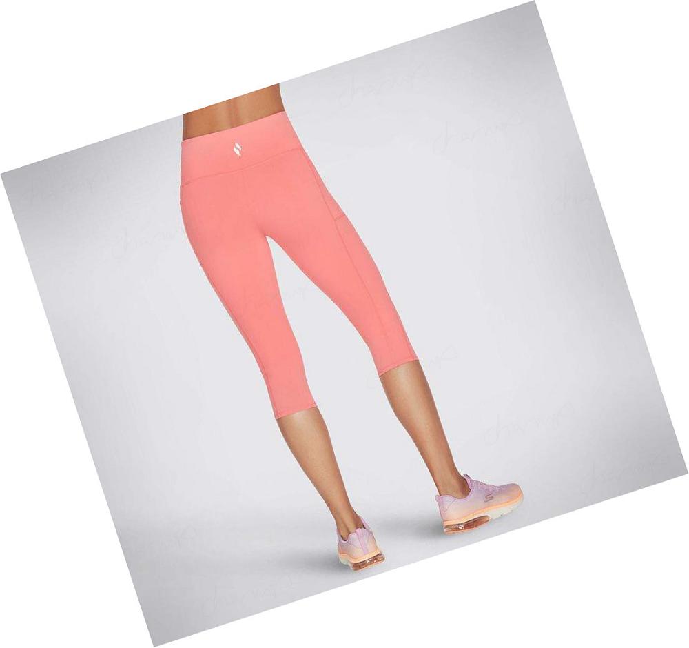 Leggins Skechers GOWALK HW Capri Mujer Coral | 5T9AB_AR