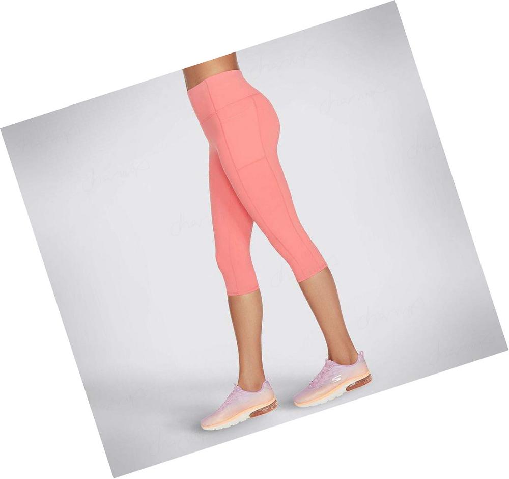 Leggins Skechers GOWALK HW Capri Mujer Coral | 5T9AB_AR