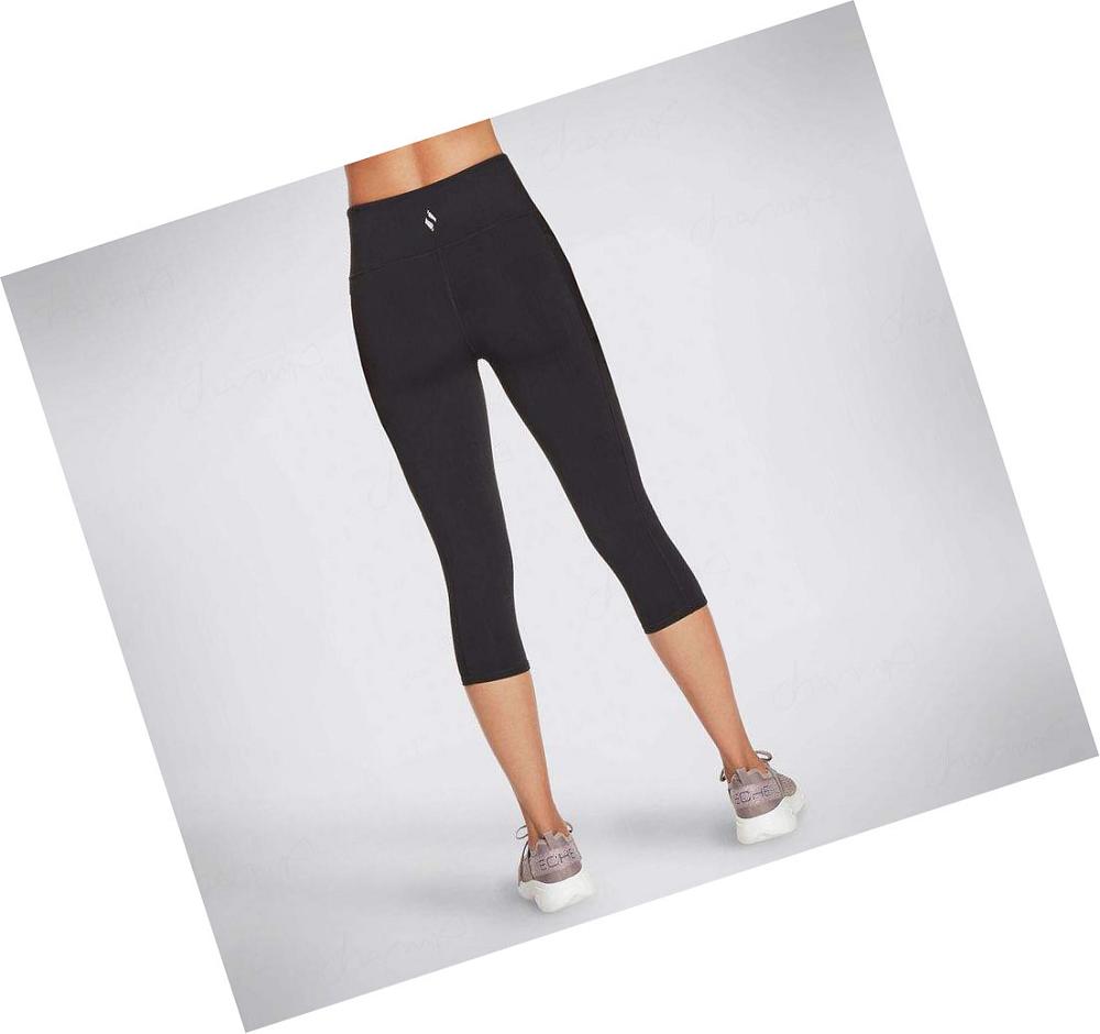 Leggins Skechers GOWALK HW Capri Mujer Negras | 5T9TQ_AR