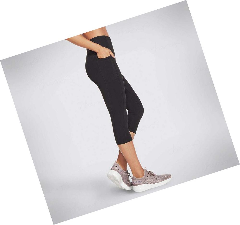 Leggins Skechers GOWALK HW Capri Mujer Negras | 5T9TQ_AR