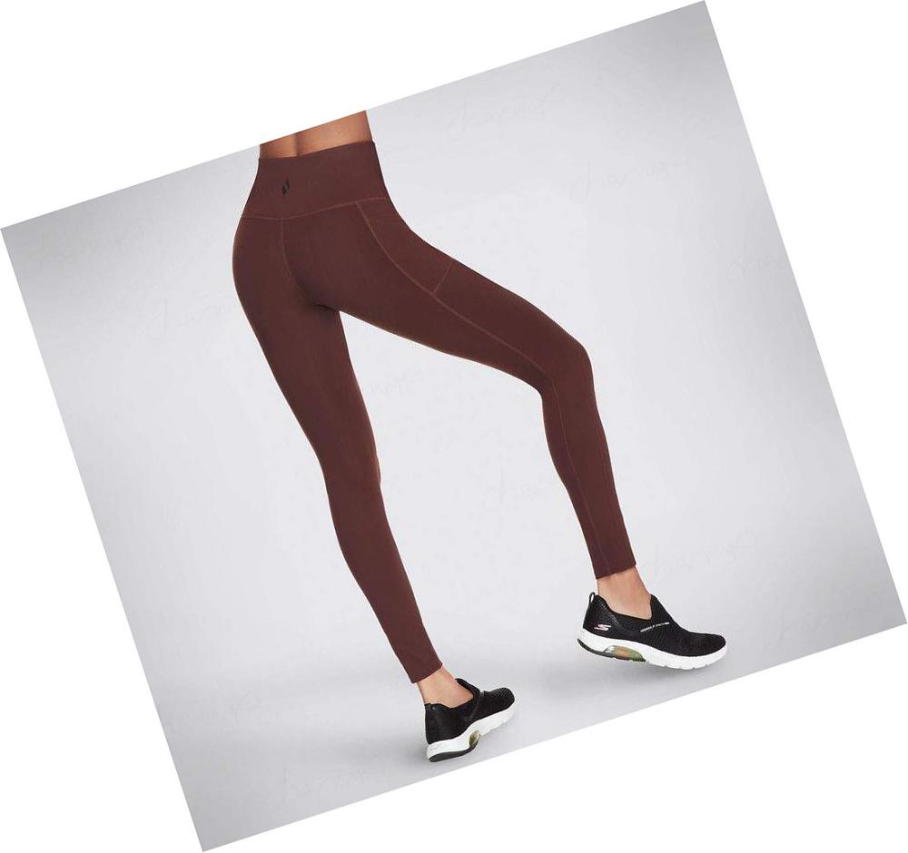 Leggins Skechers GO WALK HW Mujer Burdeos | 63ATP_AR