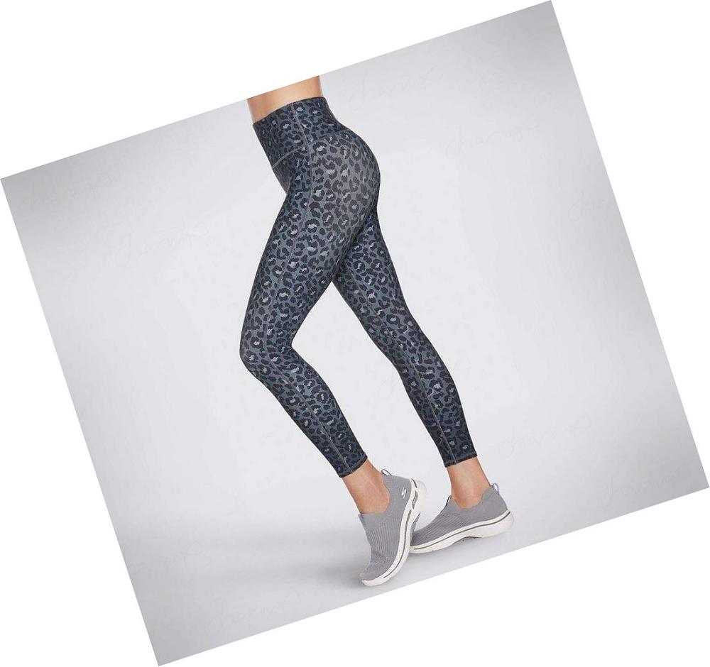 Leggins Skechers GO WALK Midnight Leopard 7/8 HW Mujer Azul Marino | 5659D_AR