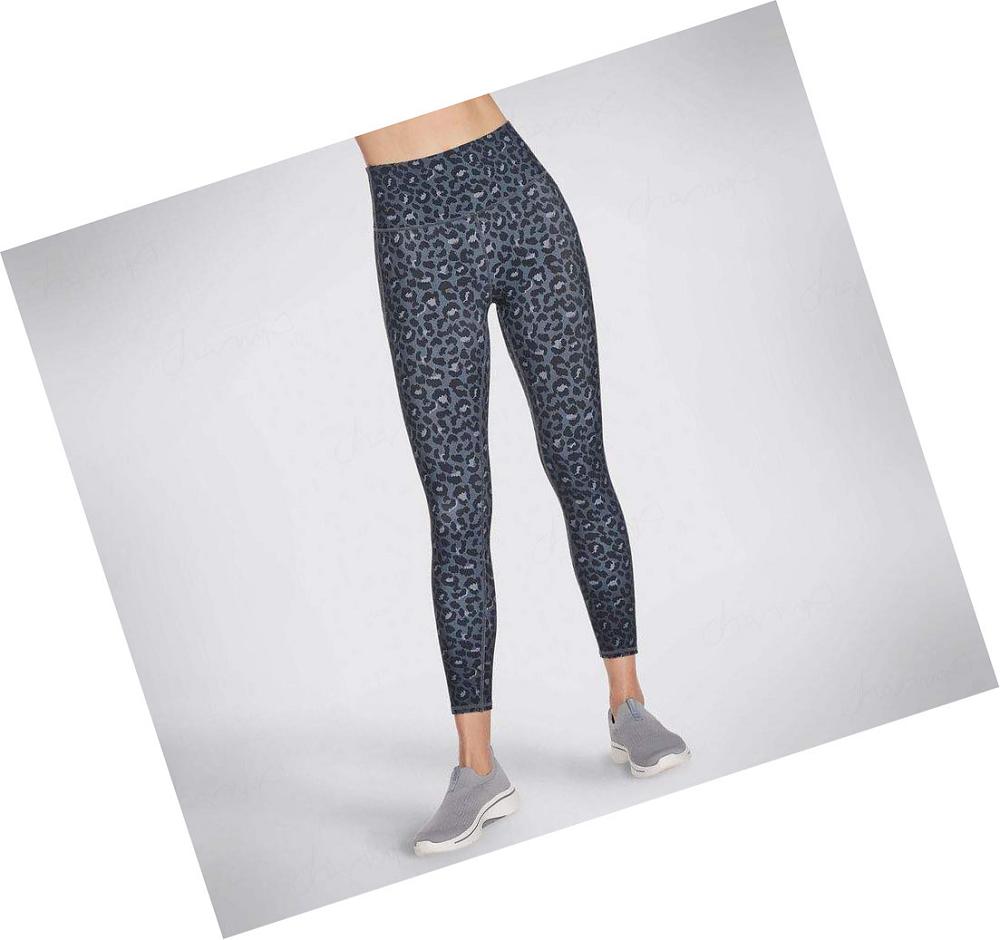 Leggins Skechers GO WALK Midnight Leopard 7/8 HW Mujer Azul Marino | 5659D_AR