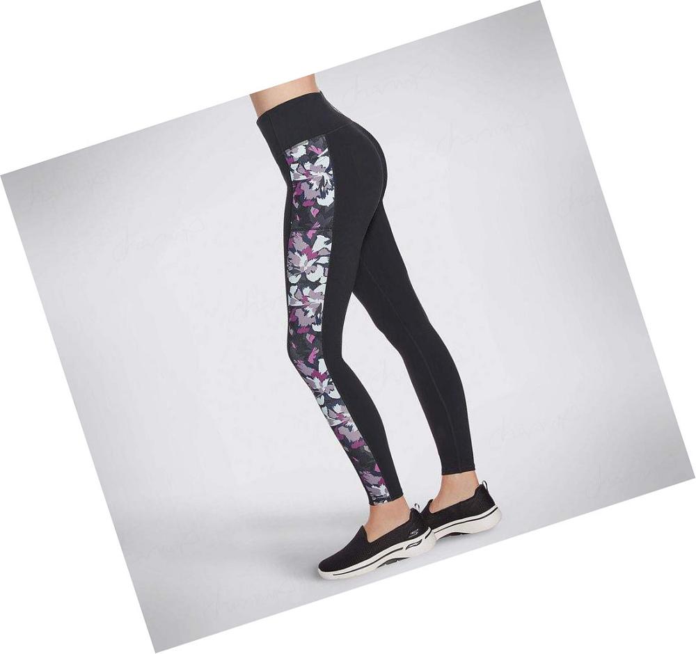 Leggins Skechers GO WALK Orchid Bloom HW Mujer Negras | 569TP_AR