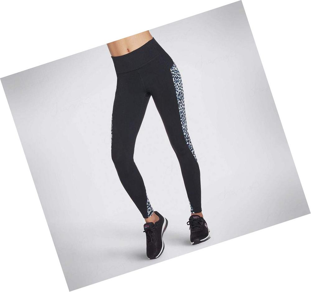 Leggins Skechers GOwalk Wear White Leopard HW Mujer Negras | 5TAT0_AR