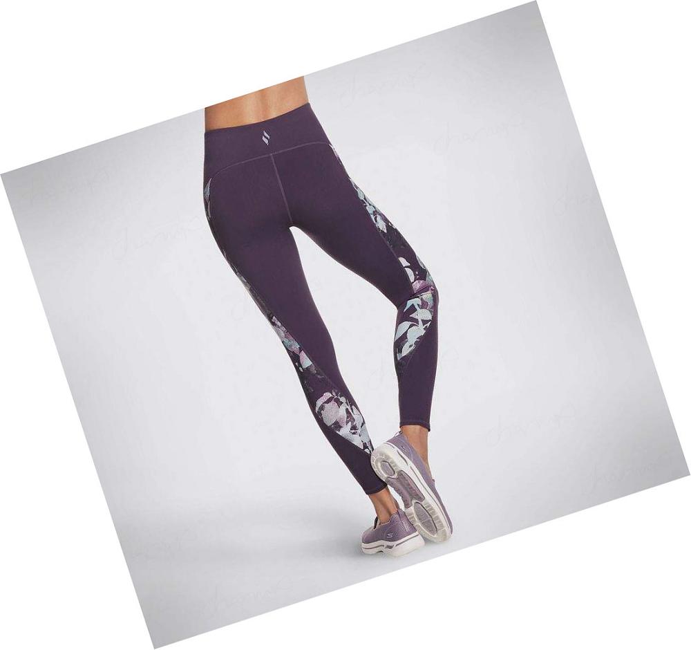 Leggins Skechers Ink Leaf HW Mujer Moradas | 5T598_AR