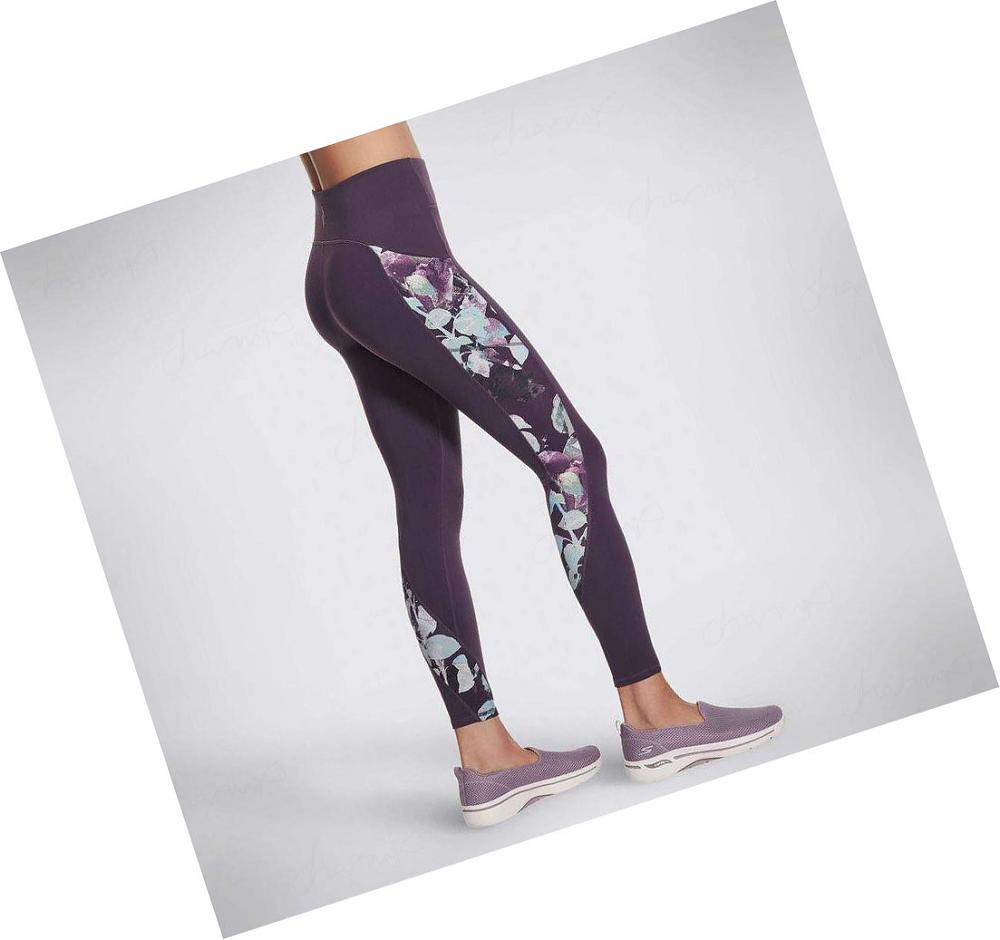 Leggins Skechers Ink Leaf HW Mujer Moradas | 5T598_AR