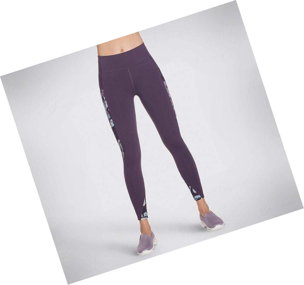 Leggins Skechers Ink Leaf HW Mujer Moradas | 5T598_AR