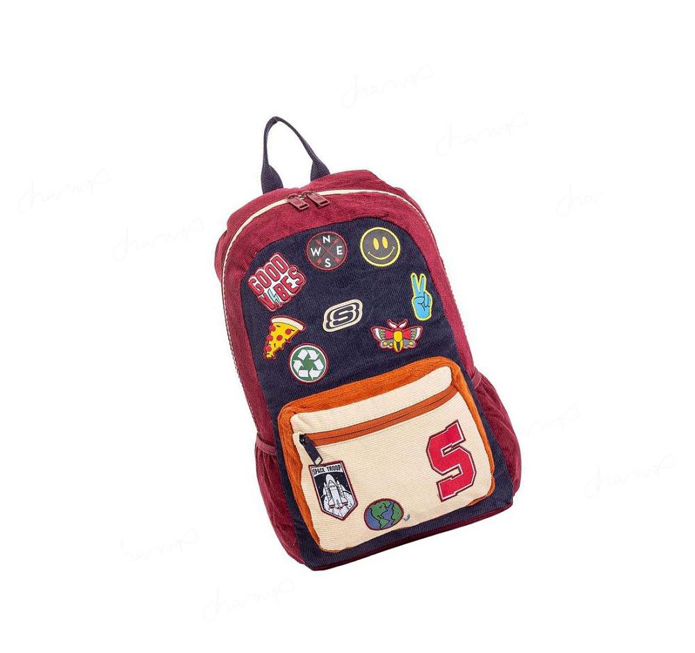 Mochilas Skechers Corduroy Adventure Niño Azul Marino Rojas | T230K_AR