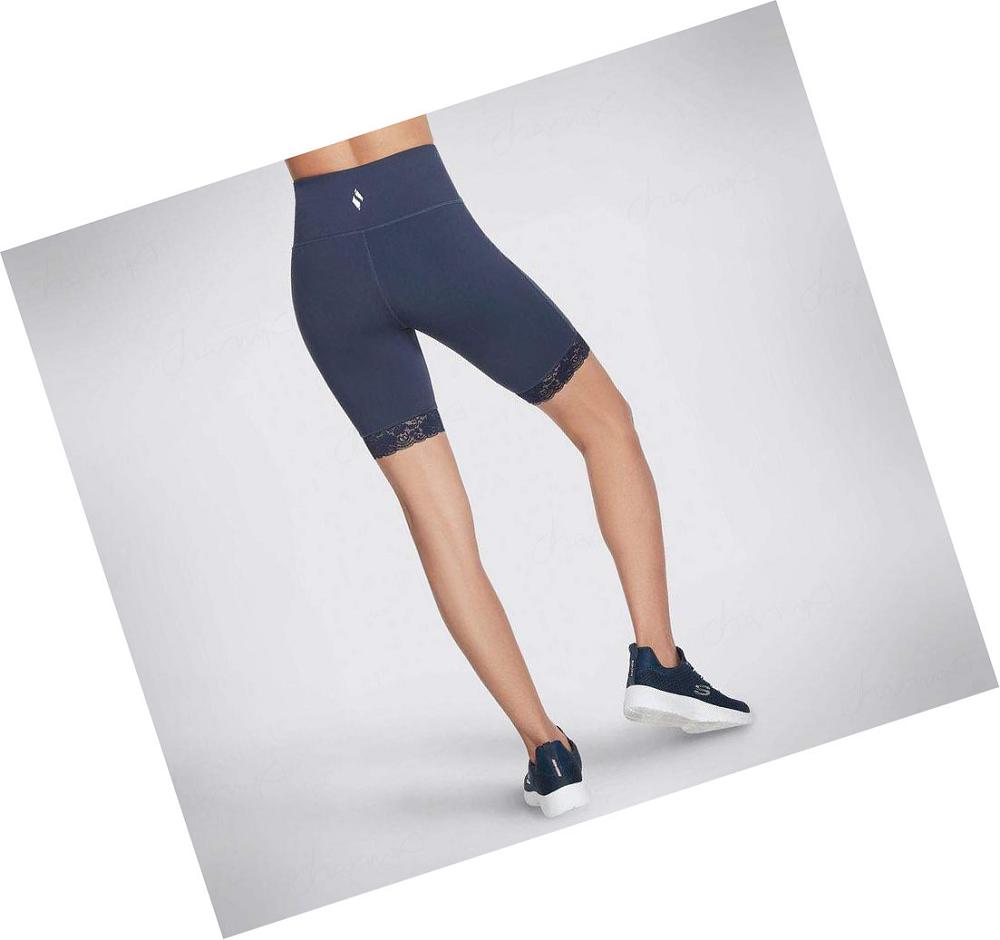 Pantalones Cortos Skechers GOWALK Encaje 10 inch Bike Mujer Azul Marino | 5869E_AR