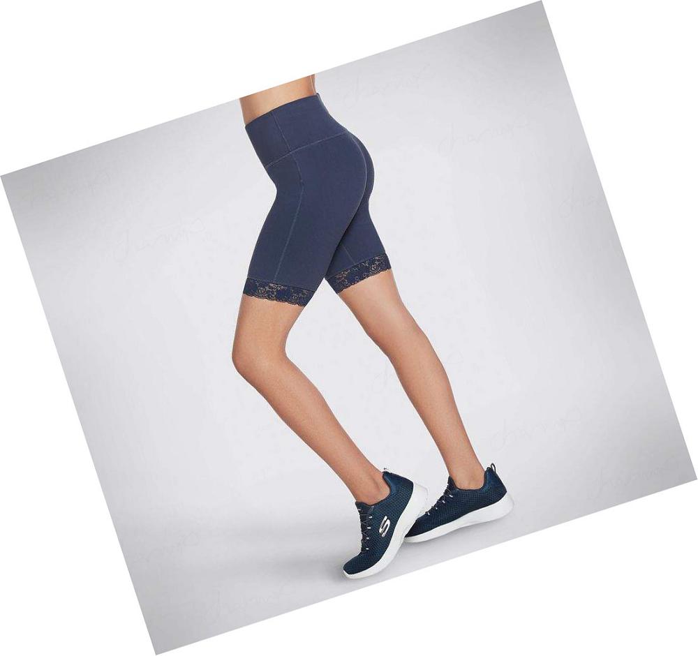 Pantalones Cortos Skechers GOWALK Encaje 10 inch Bike Mujer Azul Marino | 5869E_AR