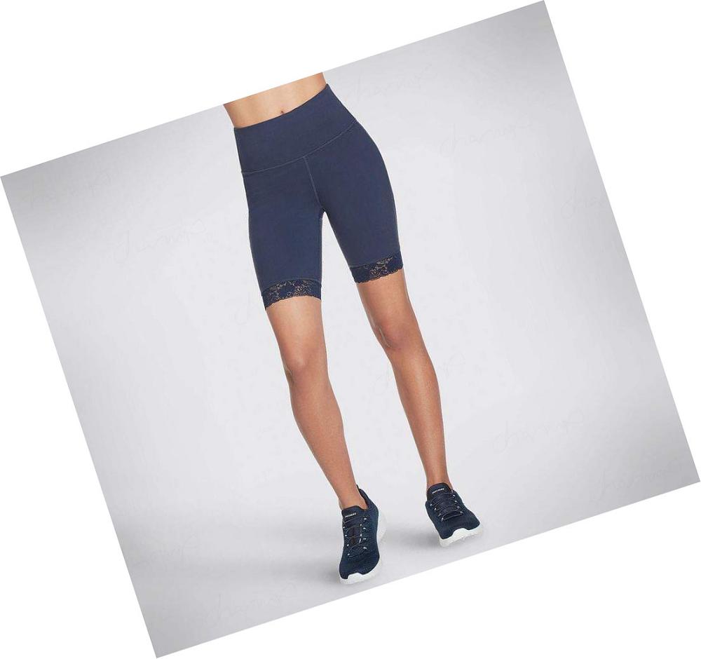 Pantalones Cortos Skechers GOWALK Encaje 10 inch Bike Mujer Azul Marino | 5869E_AR