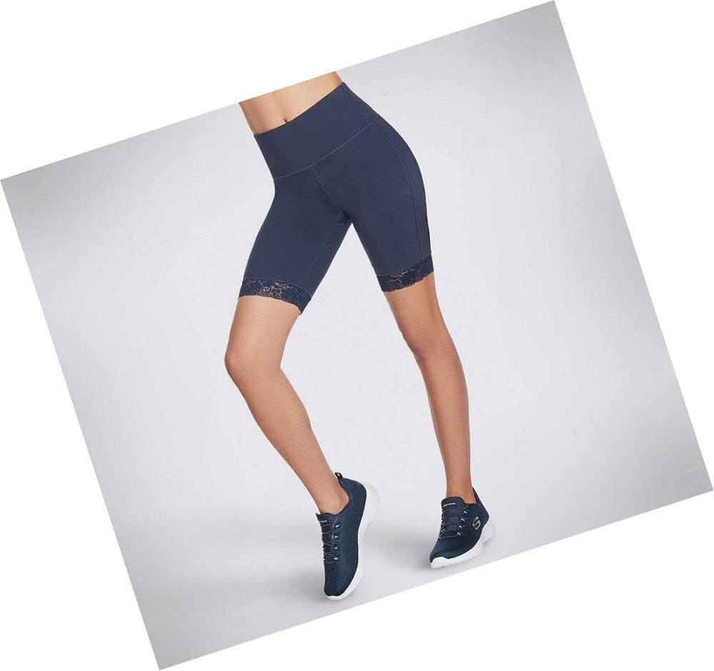 Pantalones Cortos Skechers GOWALK Encaje 10 inch Bike Mujer Azul Marino | 5869E_AR