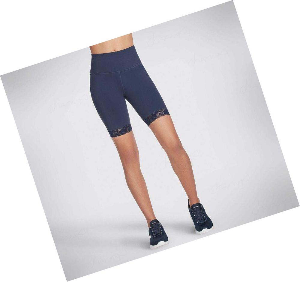 Pantalones Cortos Skechers GOWALK Encaje 10 inch Bike Mujer Azul Marino | 5869E_AR