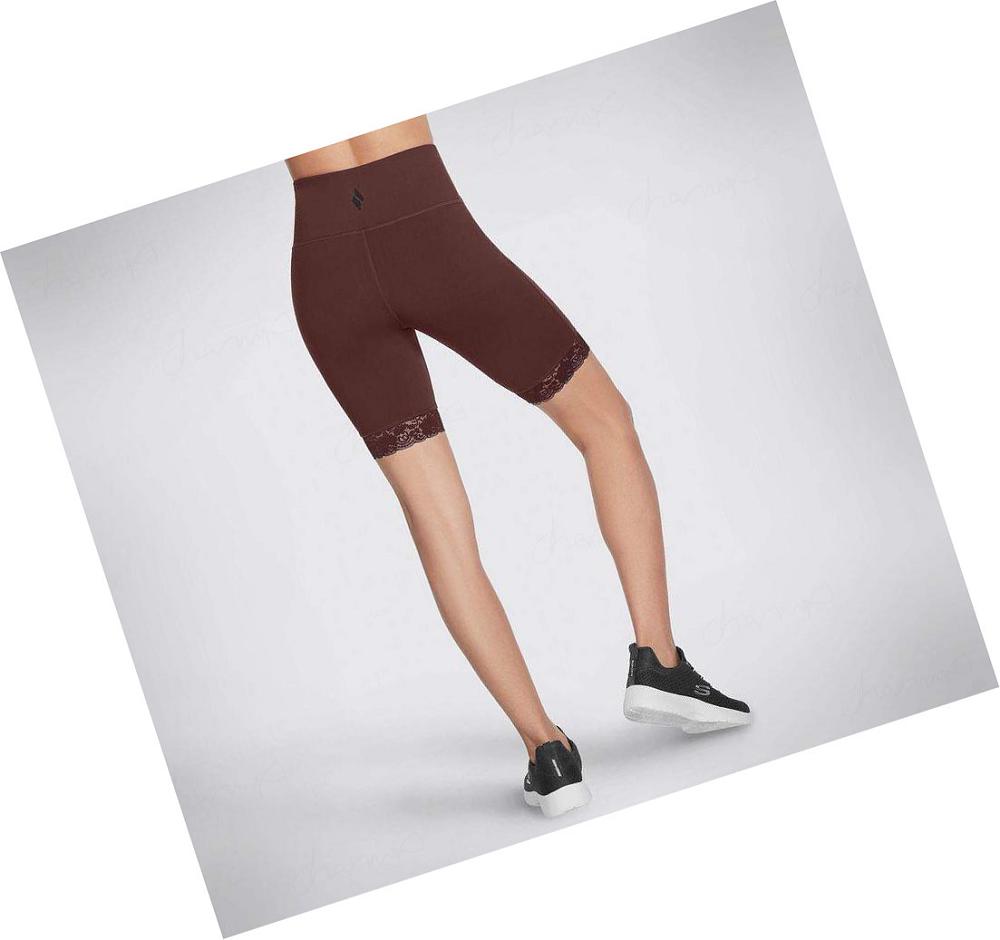 Pantalones Cortos Skechers GOWALK Encaje 10 inch Bike Mujer Burdeos | 589A5_AR