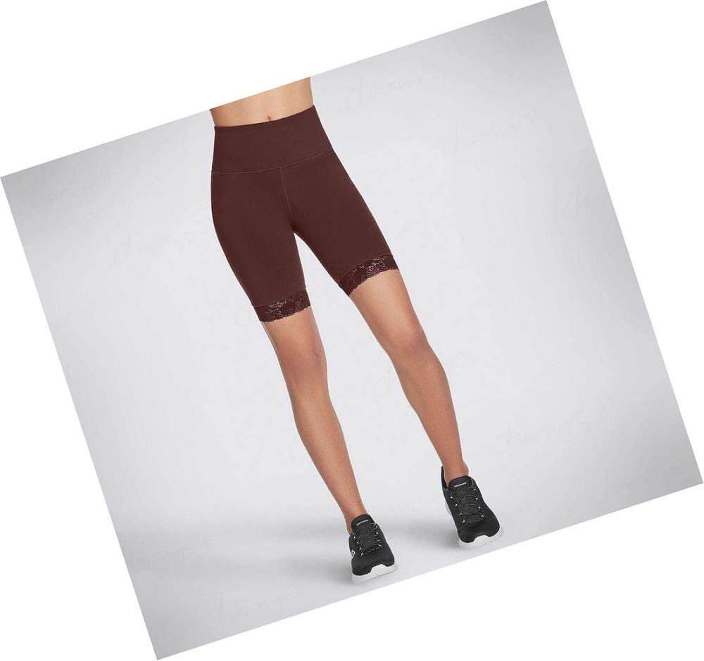 Pantalones Cortos Skechers GOWALK Encaje 10 inch Bike Mujer Burdeos | 589A5_AR