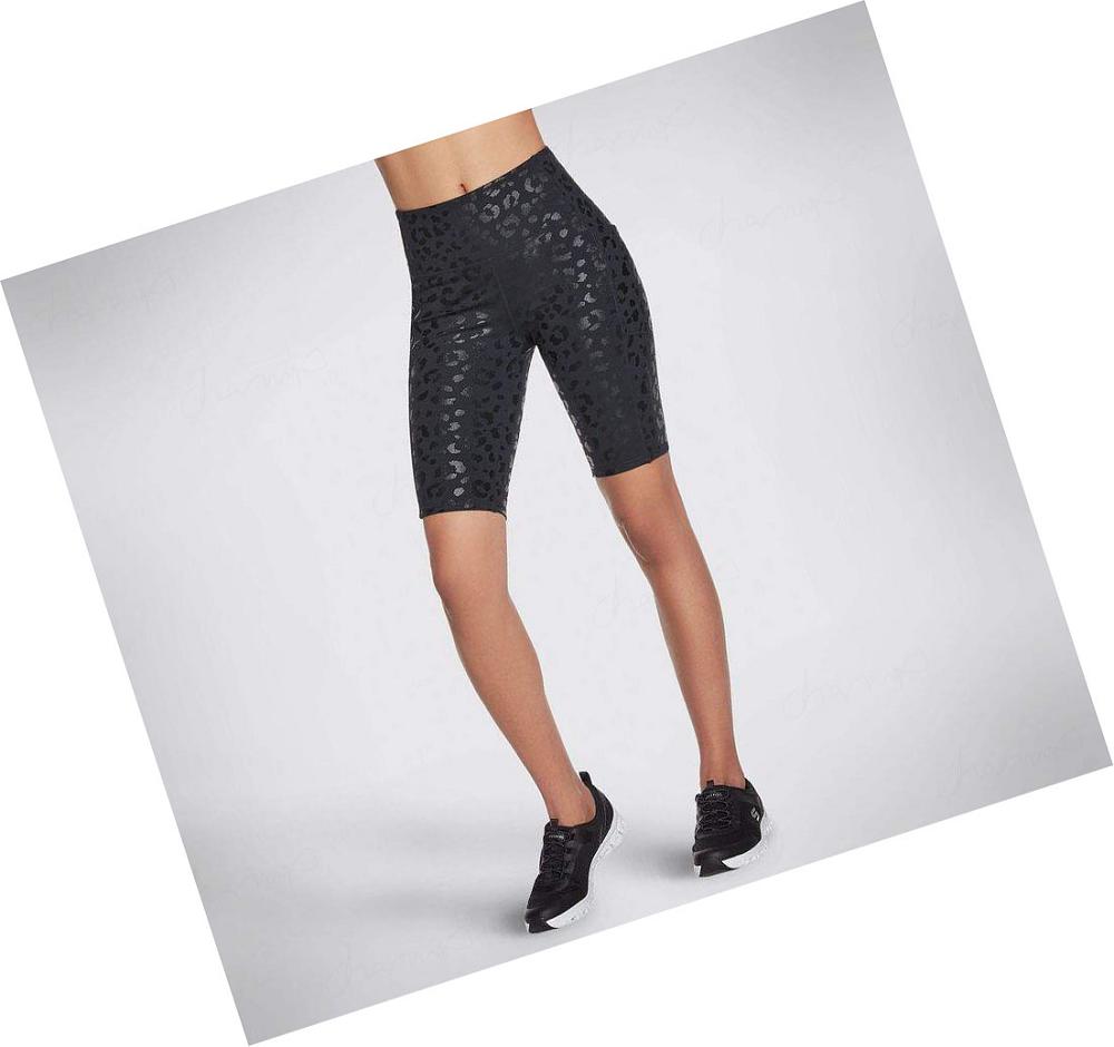 Pantalones Cortos Skechers Shadow Leopard HW 10 Inch Bike Mujer Negras | 5919D_AR