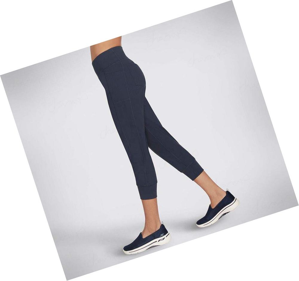 Pantalones Jogger Skechers GOWALK Evolution Crop Mujer Azul Marino | 519TD_AR