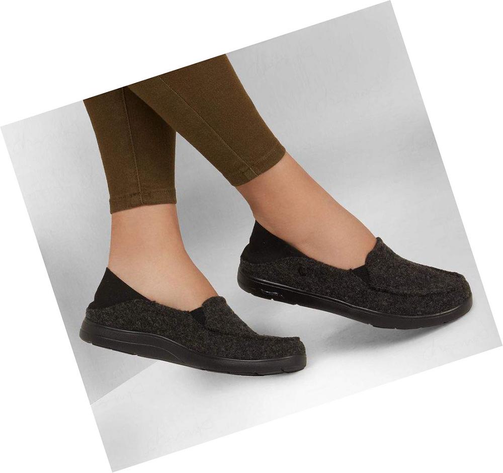 Pantuflas Skechers Arch Fit Lounge - Peaceful Mujer Negras Gris | 5928A_AR