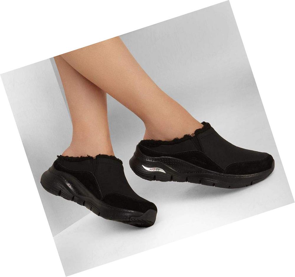 Pantuflas Skechers Arch Fit Smooth Mujer Negras | 6092L_AR