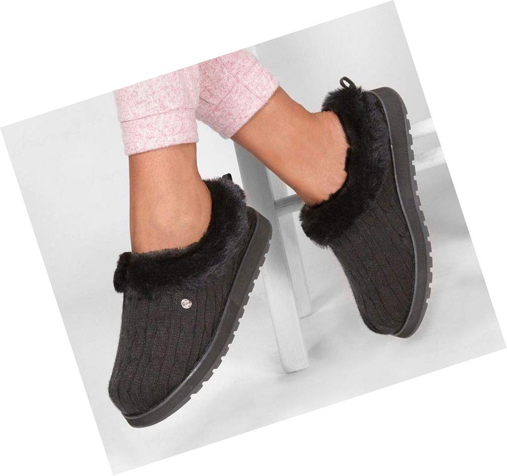 Pantuflas Skechers BOBS Keepsakes - Ice Angel Mujer Negras | 6392B_AR