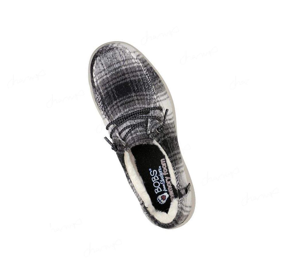 Pantuflas Skechers BOBS Skipper - Plaid Pretender Mujer Negras Blancas | 6A26W_AR